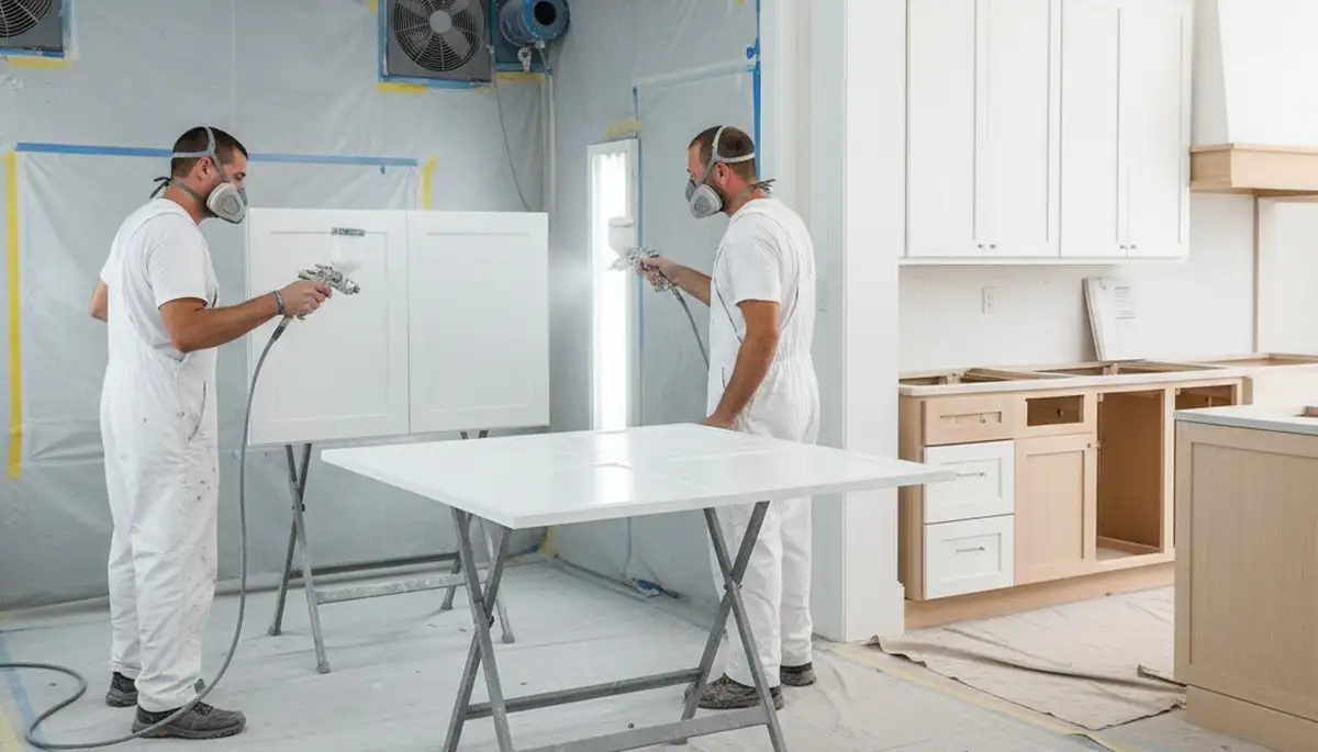Professional cabinet painting in Fort Worth TX kitchen by expert house painters