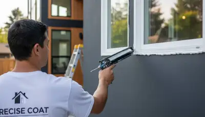 Professional caulking and sealing on Fort Worth TX home exterior by expert house painters