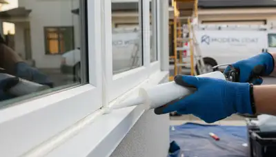 Professional caulking and sealing on Fort Worth TX home exterior by expert house painters