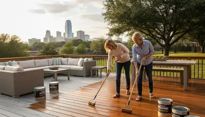 Professional deck staining in Fort Worth TX enhancing wood color and protecting against sun and moisture