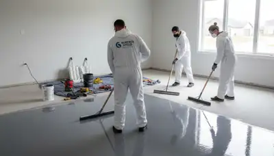 Professional epoxy floor coating installation in Fort Worth, TX garage by expert house painters