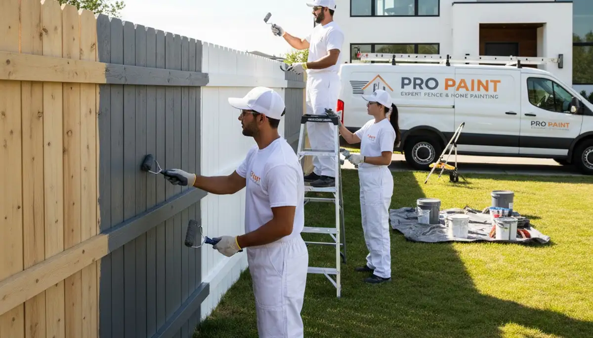 Professional fence painting in Fort Worth TX by expert house painters using weather-resistant coatings