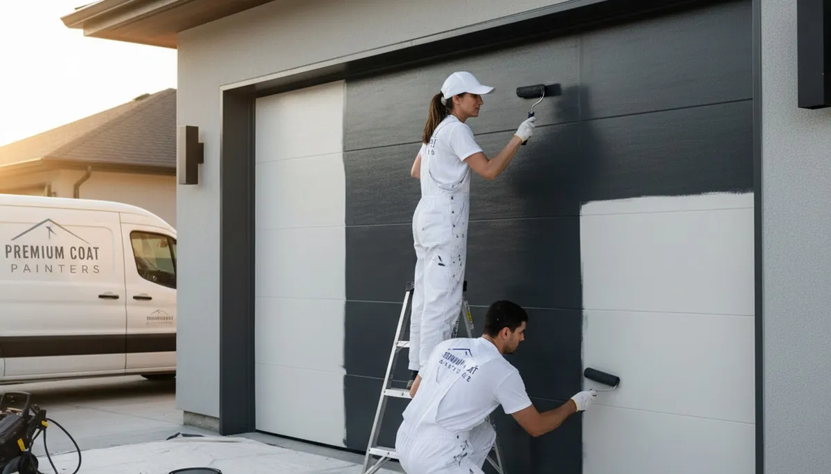 Professional garage door painting by house painters in Fort Worth, TX for lasting curb appeal