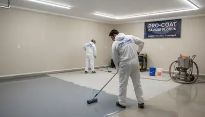 Epoxy garage floor coating in Fort Worth TX with durable, glossy finish for residential garages