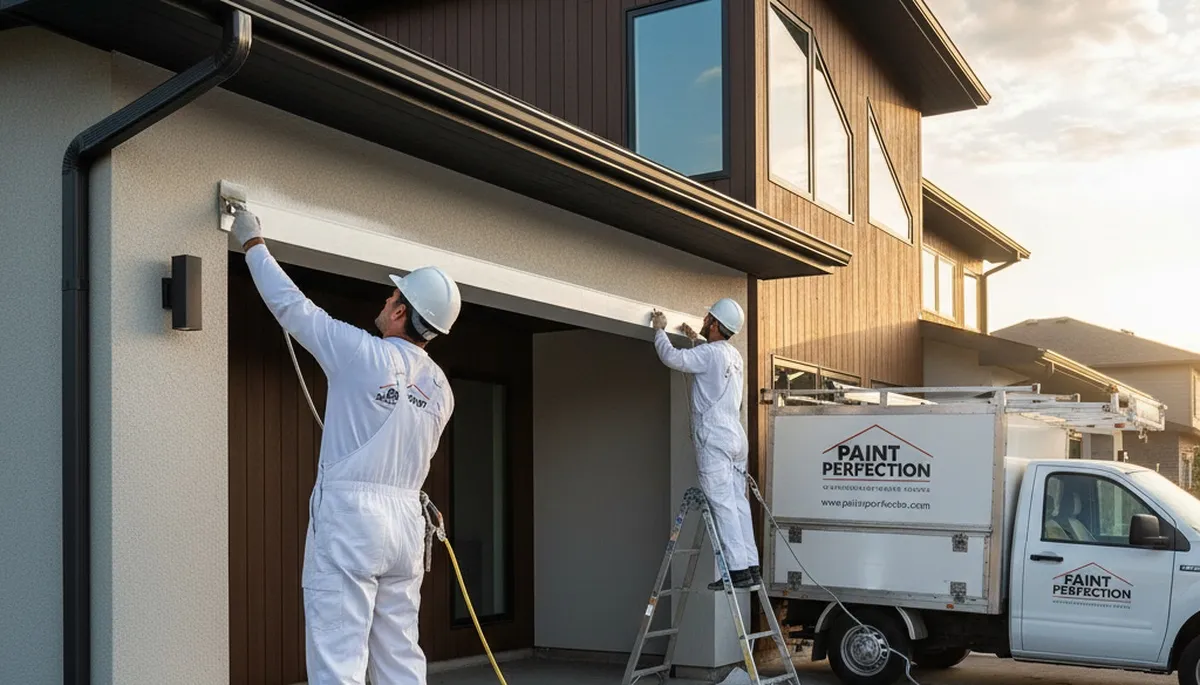 Professional gutter painting on a Fort Worth TX home by expert house painters ensuring durable finish