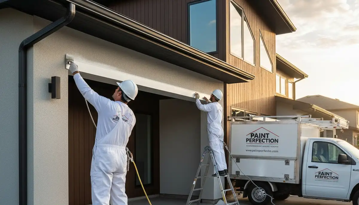 Professional gutter painting on a Fort Worth TX home by expert house painters ensuring durable finish
