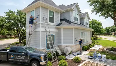 Professional house painters working on exterior home painting in Fort Worth TX