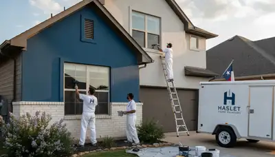 Fort Worth, TX house painters painting a home exterior for professional residential painting service