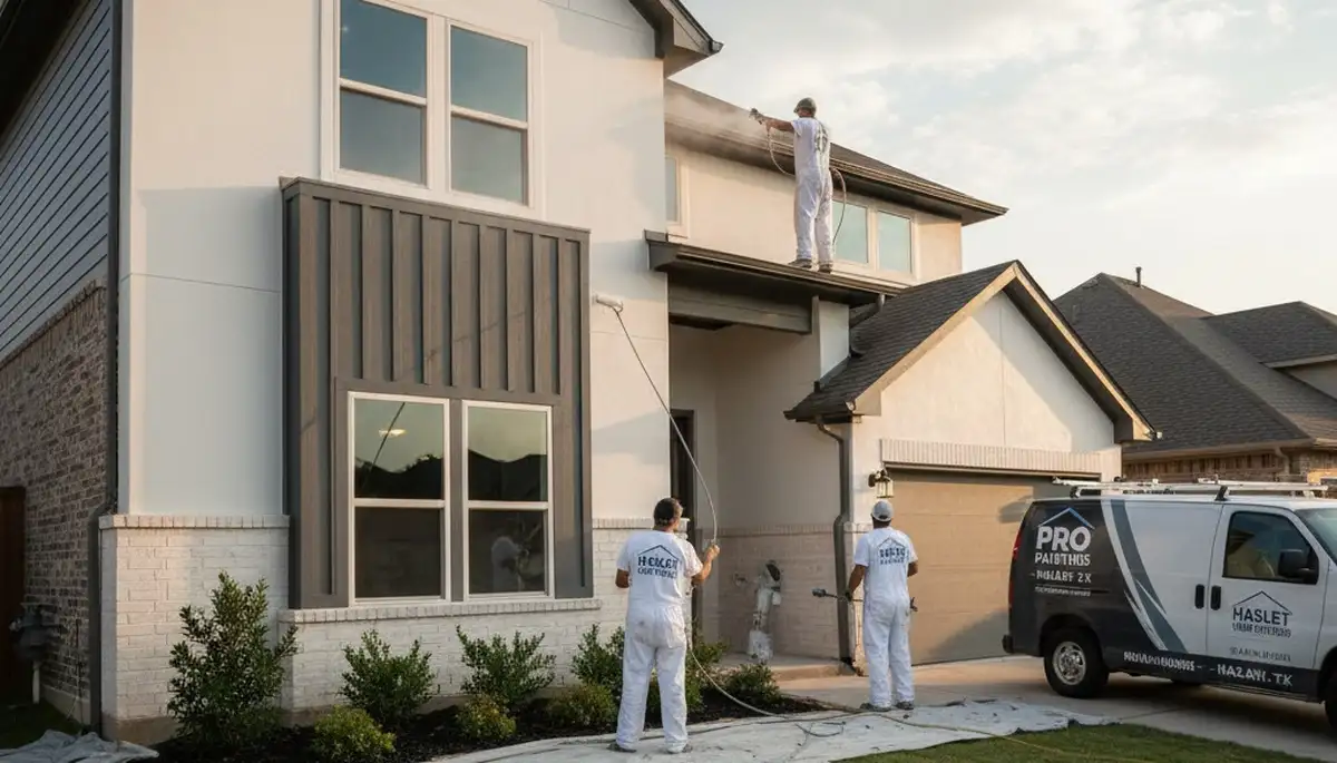 Fort Worth, TX house painters painting a home exterior with professional finish