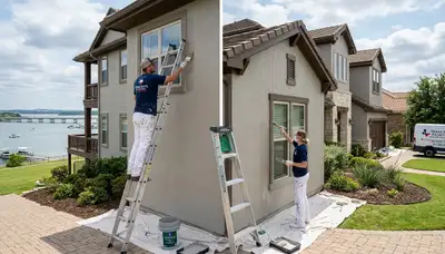 Professional house painters transforming home exterior in Fort Worth TX