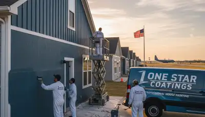 House painters in Fort Worth, TX painting a home exterior for a fresh, professional finish