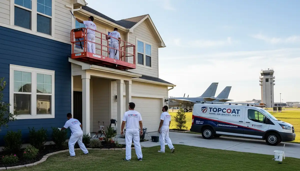 Fort Worth, TX house painters refreshing a home's exterior with professional painting service