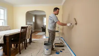 Professional interior painting in Saginaw, TX home by expert Fort Worth painters creating smooth, vibrant walls