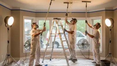 Professional popcorn ceiling removal in Fort Worth TX home by expert house painters