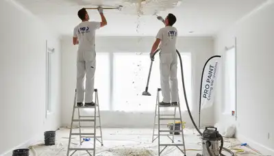 Professional popcorn ceiling removal in Fort Worth, TX home by expert house painters