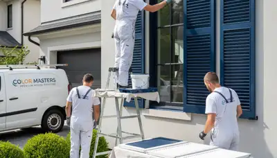 Professional shutter painting on Fort Worth TX home exterior by local house painting experts