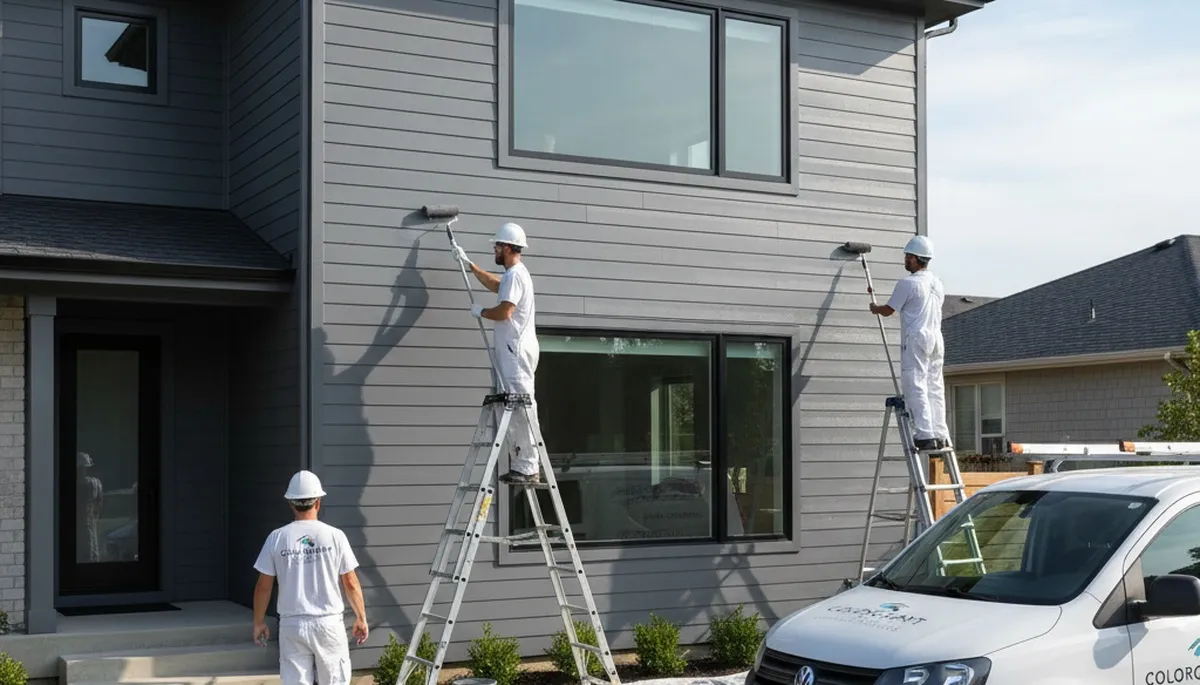 Professional siding painting on a Fort Worth TX home exterior by local house painting experts