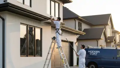 Professional trim and fascia painting on Fort Worth TX home by expert house painters