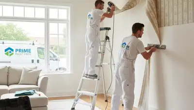 Professional wallpaper removal and wall prep by painters in Fort Worth, TX home interior